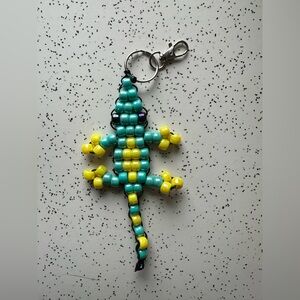 90s Pony Bead Lizard Keychain | Retro Beaded Bag Charm